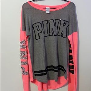 Pink brand long sleeve T-shirt